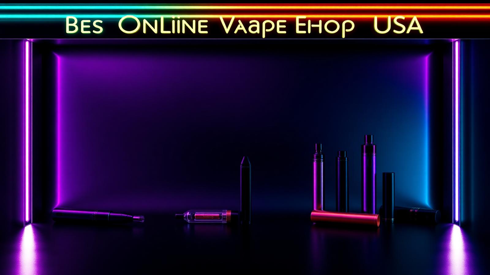 Best online vape shop USA 2026 — neon storefront concept with disposable vape devices