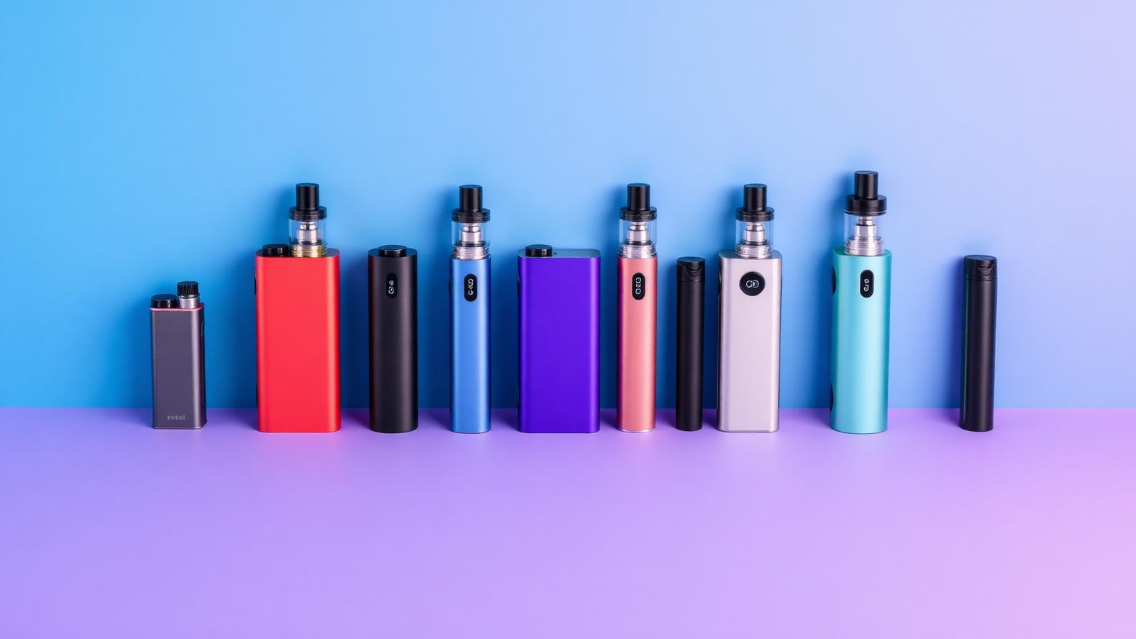EB Create disposable vape lineup on a gradient teal to purple background